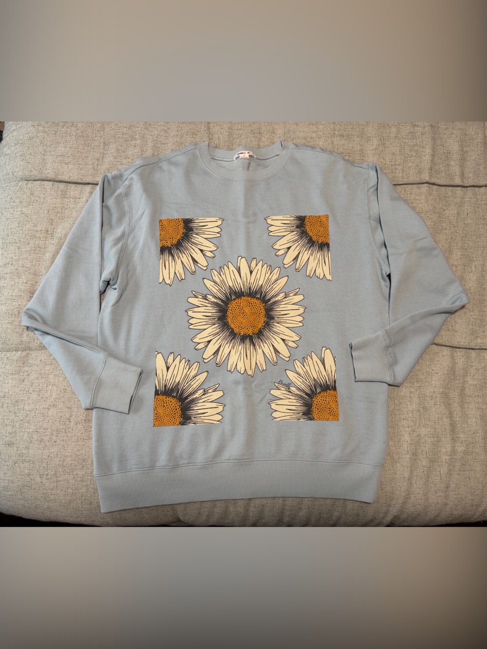 O'Neill Light Blue Sunflower Graphic Sweatshirt